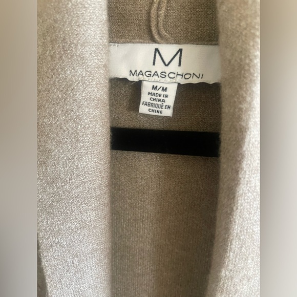 Magaschoni Cashmere Beige Open Front Sleeveless Duster Cardigan - Picture 4 of 7